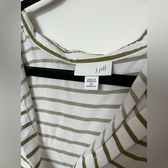 J.Jill Green & White Striped Button Down Blouse - Picture 3 of 3